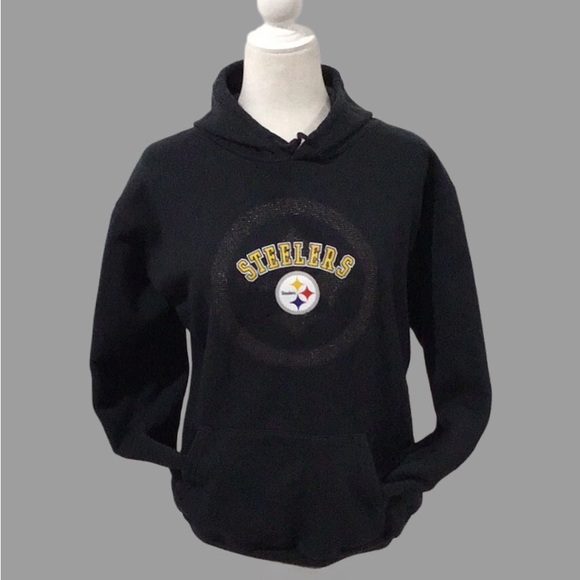 NFL PITTSBURGH STEELERS Black Hoodie, Drawstring, Kangaroo Pouch on Front - Picture 2 of 10